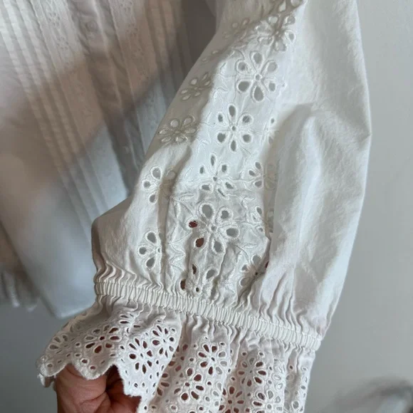 J. Crew White Eyelet Lace Blouse - Picture 3 of 11